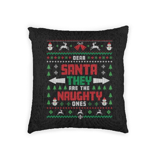 Funny Santa Claus Siblings Ugly Christmas Saint's Woven Pillows