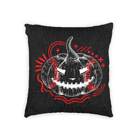 Halloween Woven Pillows, Baseball Scary Pumpkin Sports