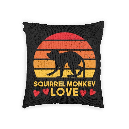 I love squirrel monkeys sunrise design Woven Pillows