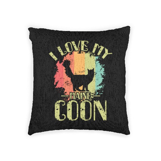 I Love my Maine Cat Pet Male Cat Woven Pillows