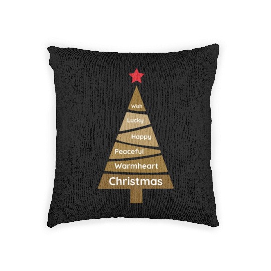 Minimalist Copper Brown Christmas Pine Woven Pillows