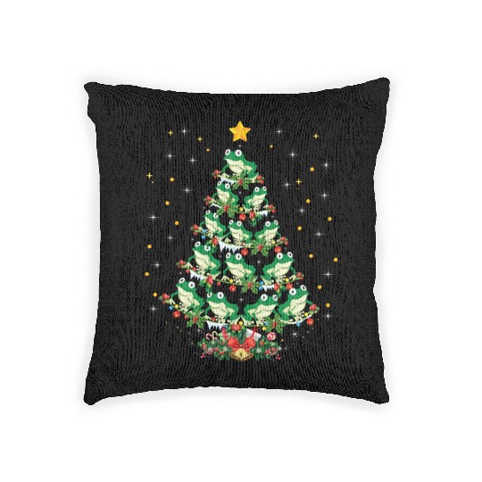 Frogs Lover Xmas Gift Frog Christmas Tree Woven Pillows