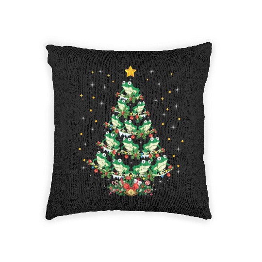 Frogs Lover Xmas Gift Frog Christmas Tree Woven Pillows