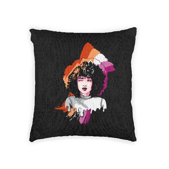 Afro Girl Gay Lesbian Flag Black History Melanin B Woven Pillows