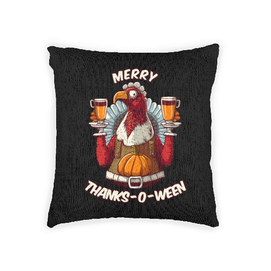 Funny Thanksgiving Halloween Christmas Turkey Woven Pillows