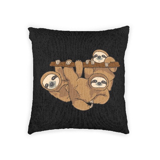 Sloth Sloth Hanging On A Branch Of Tree Woven Pillows