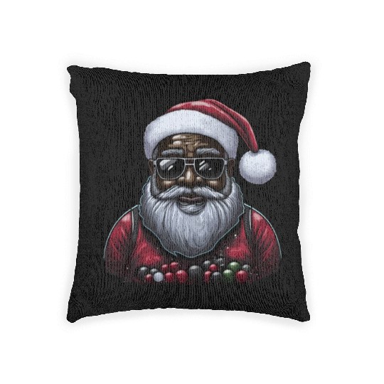 Black Santa, African American Santa Claus Woven Pillows