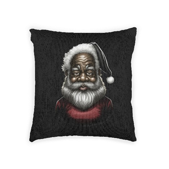 Black Santa, African American Santa Claus Woven Pillows