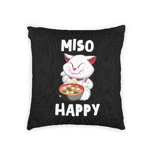 Miso Happy Funny Japanese Cat Miso Woven Pillows
