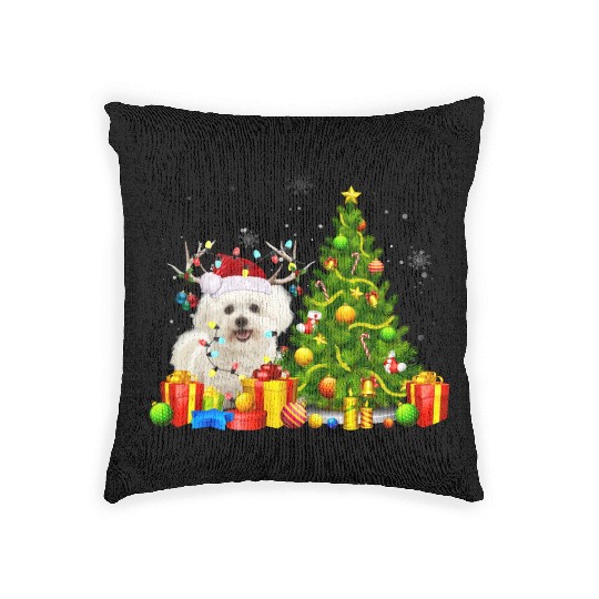 Bichon Frise Christmas Dog Lover Xmas Santa Woven Pillows