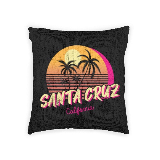 Retro Santa Cruz California Woven Pillows