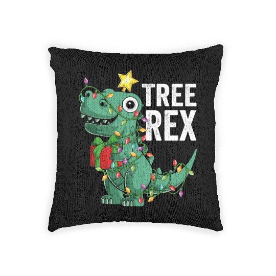 Kids Christmas Dinosaur Tree Rex Pajamas Toddler Woven Pillows