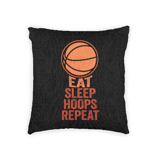 Eat Sleep Hoops Repeat Basketball Woven Pillows