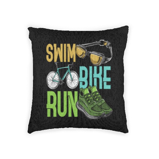 Children Triathlet Swim Bike Run Triathlon Woven Pillows