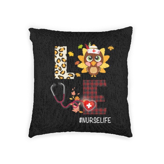 Love Turkey Stethoscope Nurse Life Thanksgiving Woven Pillows