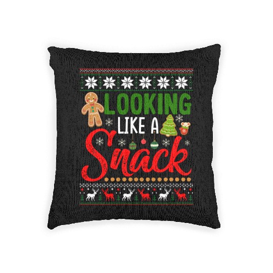 Looking Like A Snack Funny Christmas Cookie Ugly Woven Pillows
