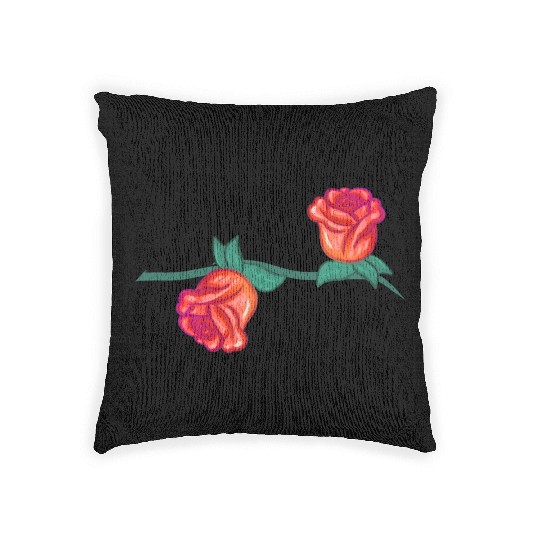 red plants line flower rose branch nature Woven Pillows