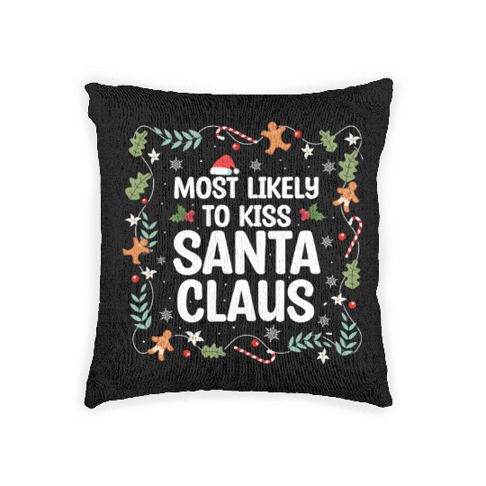 Xmas Quote, Funny Christmas Quote, Santa Claus Woven Pillows