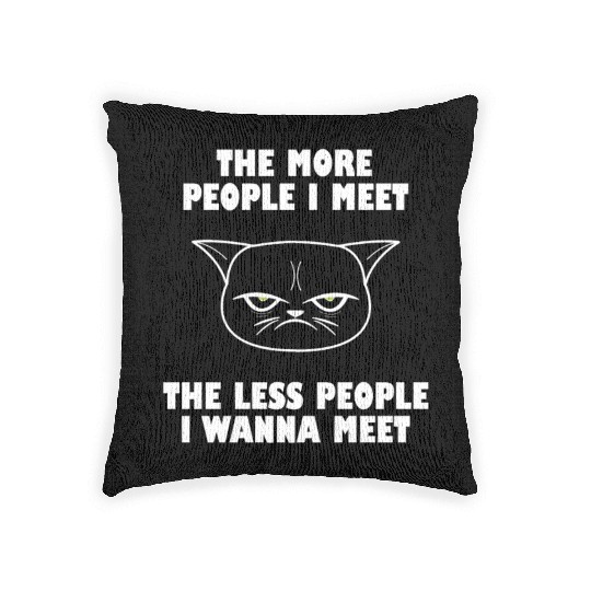 I hate People funny cat Woven Pillows