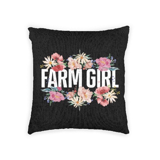 Farming Farmer Girl Flower Floral Woven Pillows
