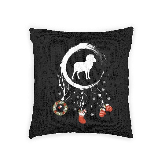 Winter dreamcatcher Christmas Capricorn Woven Pillows
