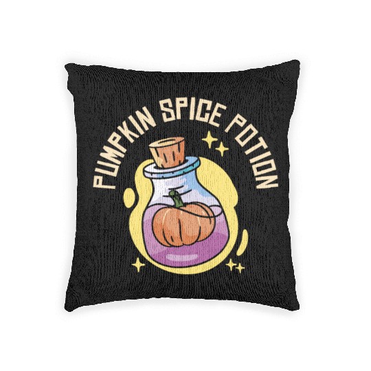Pumpkin Spice Potion Coffee Enthusiast Halloween Woven Pillows
