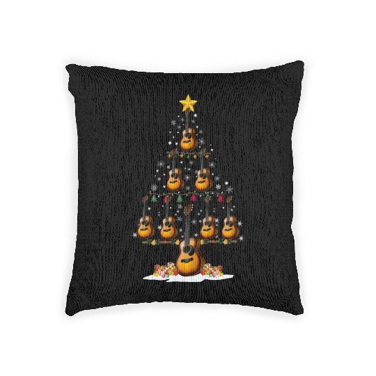 Guitar Christmas Tree Xmas Funny Gift Woven Pillows