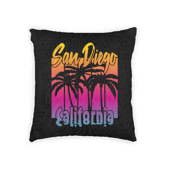Vintage San Diego California Woven Pillows