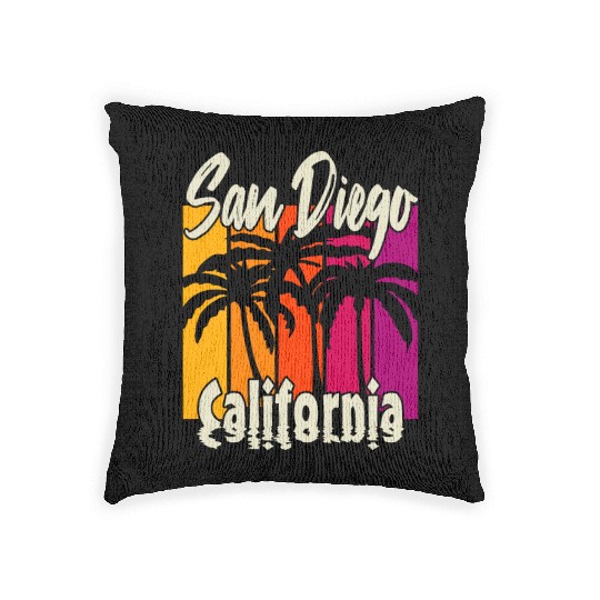 Vintage San Diego California Woven Pillows