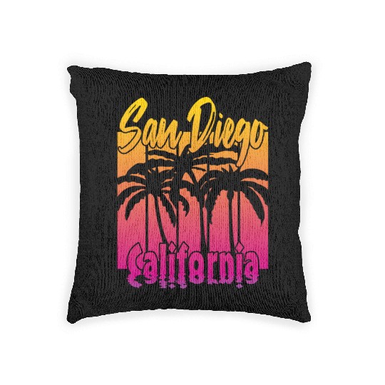 Vintage San Diego California Woven Pillows