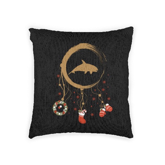 Winter dreamcatcher Christmas Orca Woven Pillows