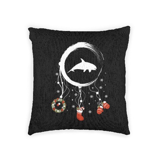 Winter dreamcatcher Christmas Orca Woven Pillows