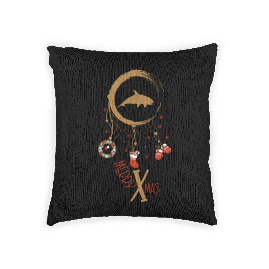 Winter dreamcatcher Christmas Orca Woven Pillows