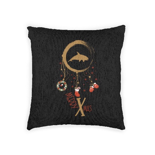 Winter dreamcatcher Christmas Orca Woven Pillows