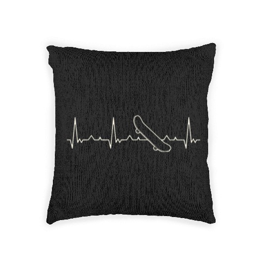 Skateboard. Heart. Love. EKG. Pulse. Beat. Woven Pillows
