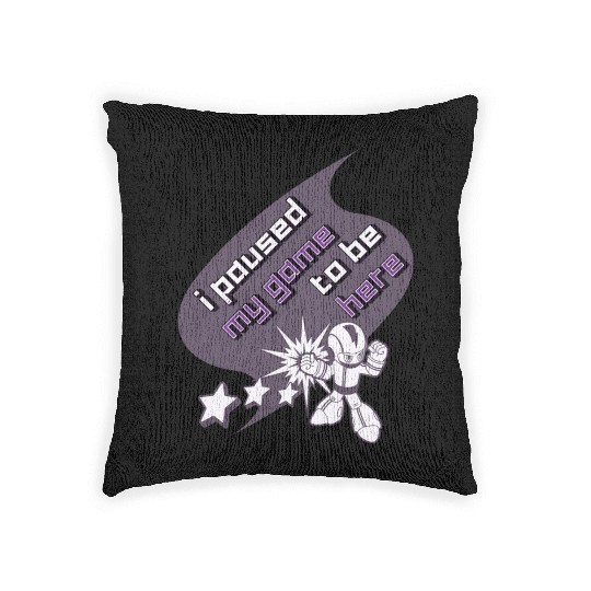 i paused my game to be here Woven Pillows