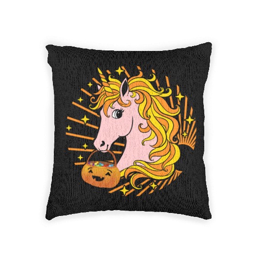 Halloween Woven Pillows, Cute Candy Corn Unicorn Candy
