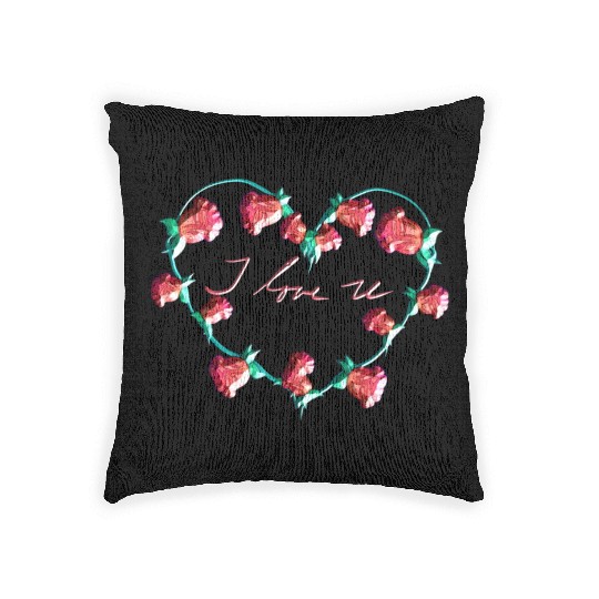 red plants heart flower i love you Woven Pillows