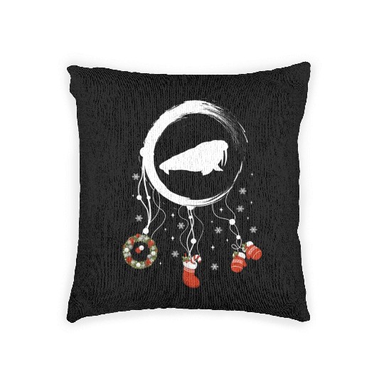 Winter dreamcatcher Christmas Walrus Woven Pillows