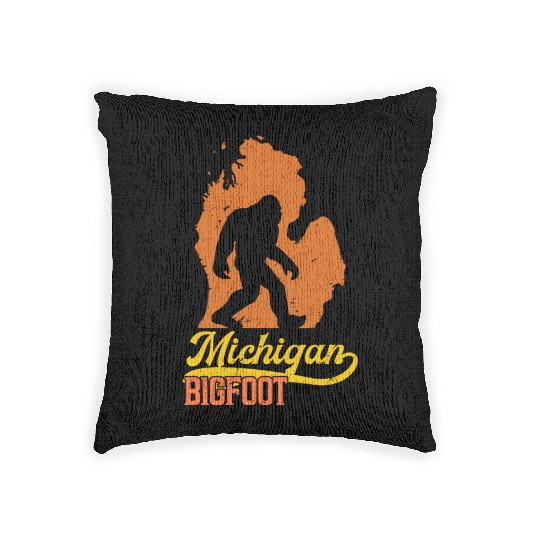 Sasquatch Michigan Bigfoot Vintage MI Bigfoot Woven Pillows