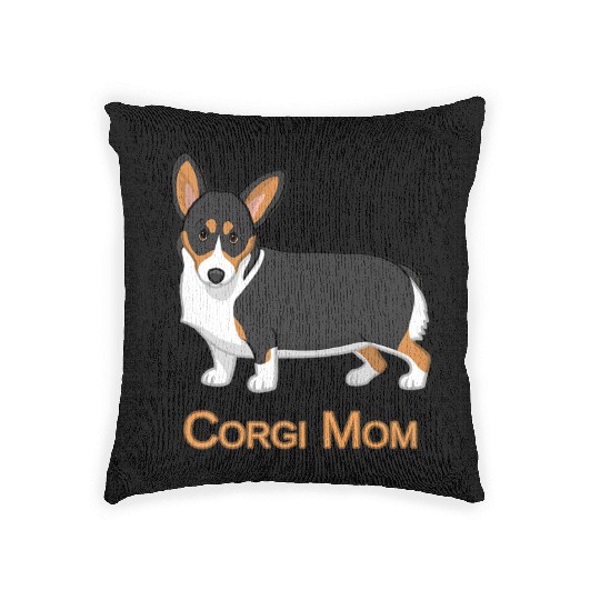 Black Tricolor Cute Pembroke Corgi Mom Dog Lover Woven Pillows