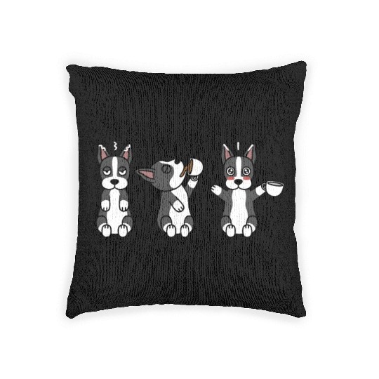 Boston Terrier Coffee Lover Woven Pillows