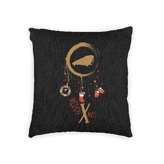 Winter dreamcatcher Christmas Walrus Woven Pillows