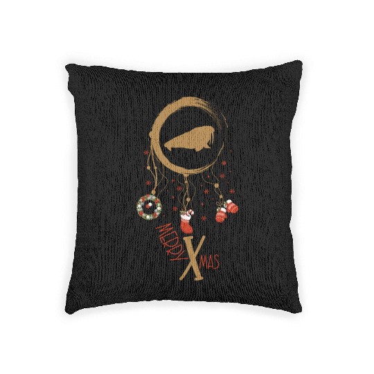 Winter dreamcatcher Christmas Walrus Woven Pillows
