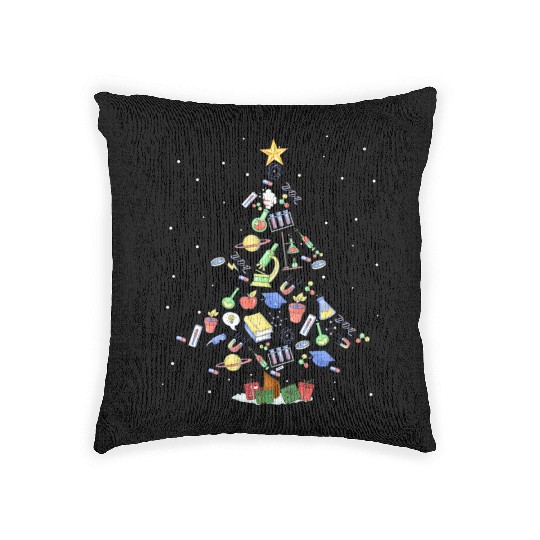Science Squad Christmas Tree Science Teacher xmas Woven Pillows