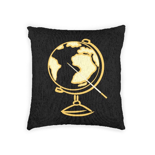 Globe Icon. Geography Teacher. Education symbol Woven Pillows