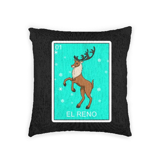 El Reno Reindeer Card Mexican Lottery Christmas Woven Pillows