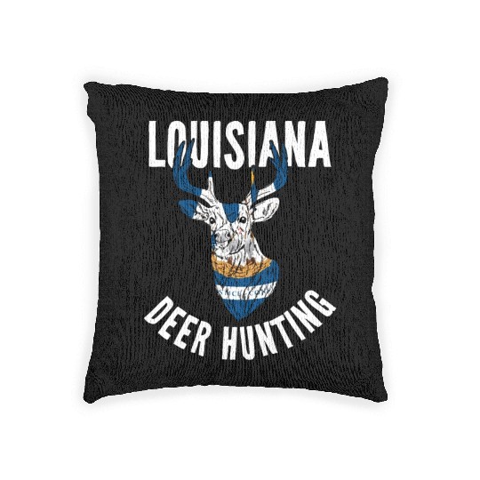 Louisiana Deer Hunting Buck Stag Hunter Woven Pillows