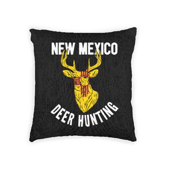 New Mexico Deer Hunting Buck Stag Hunter Woven Pillows