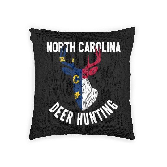 North Carolina Deer Hunting Buck Stag Hunter Woven Pillows